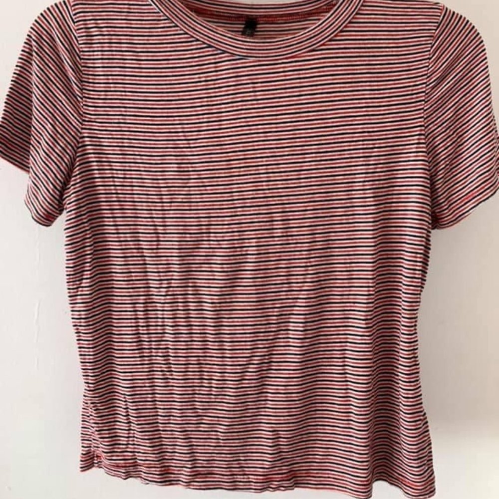 Red and White Thin Striped T-Shirt